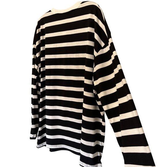 NWT Boohoo Womens Top Black & White Stripes Size UK 14/US 10 Poly + Viscose Soft - Picture 6 of 12